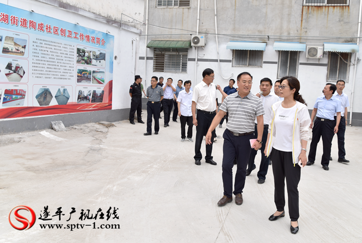 上圖:觀摩人員在蓮花湖街道陶成社區(qū)民俗一條街實地察看。